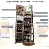 imageCHARMAID 360 Swivel Jewelry Armoire with Full Length Mirror Rear Storage Shelves Lockable Standing Jewelry Cabinet Organizer with Interior Vanity Mirror and 3Color Lights Rustic BrownRustic Brown