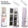 imageCHARMAID 360 Swivel Jewelry Armoire with Full Length Mirror Rear Storage Shelves Lockable Standing Jewelry Cabinet Organizer with Interior Vanity Mirror and 3Color Lights Rustic BrownLavender