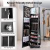 imageCHARMAID 360 Swivel Jewelry Armoire with Higher Full Length Mirror Standing Lockable Jewelry Cabinet Organizer Large Storage Capacity Inside Makeup Mirror Back Storage Shelves Rustic BrownBlack