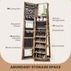 imageCHARMAID 360 Swivel Jewelry Armoire with Higher Full Length Mirror Standing Lockable Jewelry Cabinet Organizer Large Storage Capacity Inside Makeup Mirror Back Storage Shelves Rustic BrownVintage Brown