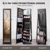 imageCHARMAID 360 Swivel Jewelry Armoire with Higher Full Length Mirror Standing Lockable Jewelry Cabinet Organizer Large Storage Capacity Inside Makeup Mirror Back Storage Shelves Rustic BrownBlack