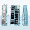 imageCHARMAID 360 Swivel Jewelry Armoire with Higher Full Length Mirror Standing Lockable Jewelry Cabinet Organizer Large Storage Capacity Inside Makeup Mirror Back Storage Shelves Rustic BrownSky Blue
