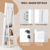 imageCHARMAID 360 Swivel Jewelry Armoire with Higher Full Length Mirror Standing Lockable Jewelry Cabinet Organizer Large Storage Capacity Inside Makeup Mirror Back Storage Shelves Rustic BrownWhite