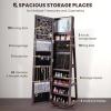 imageCHARMAID 360 Swivel Jewelry Armoire with Higher Full Length Mirror Standing Lockable Jewelry Cabinet Organizer Large Storage Capacity Inside Makeup Mirror Back Storage Shelves Rustic BrownEspresso