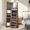 imageCHARMAID 360 Swivel Jewelry Armoire with Higher Full Length Mirror Standing Lockable Jewelry Cabinet Organizer Large Storage Capacity Inside Makeup Mirror Back Storage Shelves Rustic BrownVintage Brown