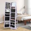 imageCHARMAID 360 Swivel Jewelry Armoire with Higher Full Length Mirror Standing Lockable Jewelry Cabinet Organizer Large Storage Capacity Inside Makeup Mirror Back Storage Shelves Rustic BrownLavender