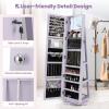 imageCHARMAID 360 Swivel Jewelry Armoire with Higher Full Length Mirror Standing Lockable Jewelry Cabinet Organizer Large Storage Capacity Inside Makeup Mirror Back Storage Shelves Rustic BrownLavender