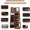 imageCHARMAID 360 Swivel Jewelry Armoire with Higher Full Length Mirror Standing Lockable Jewelry Cabinet Organizer Large Storage Capacity Inside Makeup Mirror Back Storage Shelves Rustic BrownWalnut