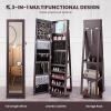 imageCHARMAID 360 Swivel Jewelry Armoire with Higher Full Length Mirror Standing Lockable Jewelry Cabinet Organizer Large Storage Capacity Inside Makeup Mirror Back Storage Shelves Rustic BrownEspresso