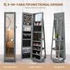 imageCHARMAID 360 Swivel Jewelry Armoire with Higher Full Length Mirror Standing Lockable Jewelry Cabinet Organizer Large Storage Capacity Inside Makeup Mirror Back Storage Shelves Rustic BrownStone Gray