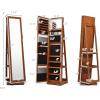 imageCHARMAID 360 Swivel Jewelry Armoire with Higher Full Length Mirror Standing Lockable Jewelry Cabinet Organizer Large Storage Capacity Inside Makeup Mirror Back Storage Shelves Rustic BrownWalnut
