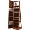 imageCHARMAID 360 Swivel Jewelry Armoire with Higher Full Length Mirror Standing Lockable Jewelry Cabinet Organizer Large Storage Capacity Inside Makeup Mirror Back Storage Shelves Rustic BrownWalnut