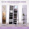 imageCHARMAID 360 Swivel Jewelry Armoire with Higher Full Length Mirror Standing Lockable Jewelry Cabinet Organizer Large Storage Capacity Inside Makeup Mirror Back Storage Shelves Rustic BrownLavender