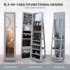 imageCHARMAID 360 Swivel Jewelry Armoire with Higher Full Length Mirror Standing Lockable Jewelry Cabinet Organizer Large Storage Capacity Inside Makeup Mirror Back Storage Shelves Rustic BrownGray