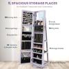 imageCHARMAID 360 Swivel Jewelry Armoire with Higher Full Length Mirror Standing Lockable Jewelry Cabinet Organizer Large Storage Capacity Inside Makeup Mirror Back Storage Shelves Rustic BrownLavender