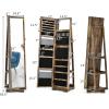 imageCHARMAID 360 Swivel Jewelry Armoire with Higher Full Length Mirror Standing Lockable Jewelry Cabinet Organizer Large Storage Capacity Inside Makeup Mirror Back Storage Shelves Rustic BrownRustic Brown