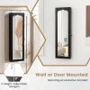 imageCHARMAID Jewelry Cabinet Armoire Wall Mount Door Hanging Lockable Jewelry Organizer with 475 Full Length Mirror 5 Lights Large Jewelry Storage Box with 6 Acrylic Drawers WhiteBlack