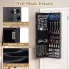 imageCHARMAID Jewelry Cabinet Armoire Wall Mount Door Hanging Lockable Jewelry Organizer with 475 Full Length Mirror 5 Lights Large Jewelry Storage Box with 6 Acrylic Drawers WhiteBlack