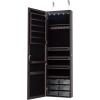imageCHARMAID Jewelry Cabinet Armoire Wall Mount Door Hanging Lockable Jewelry Organizer with 475 Full Length Mirror 5 Lights Large Jewelry Storage Box with 6 Acrylic Drawers WhiteBrown