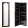 imageCHARMAID Jewelry Cabinet Armoire Wall Mount Door Hanging Lockable Jewelry Organizer with 475 Full Length Mirror 5 Lights Large Jewelry Storage Box with 6 Acrylic Drawers WhiteBrown