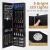 imageCHARMAID Jewelry Cabinet Armoire Wall Mount Door Hanging Lockable Jewelry Organizer with 475 Full Length Mirror 5 Lights Large Jewelry Storage Box with 6 Acrylic Drawers WhiteBlack