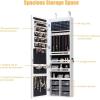imageCHARMAID Jewelry Cabinet Armoire Wall Mount Door Hanging Lockable Jewelry Organizer with 475 Full Length Mirror 5 Lights Large Jewelry Storage Box with 6 Acrylic Drawers WhiteWhite