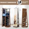 imageCHARMAID Jewelry Cabinet Armoire with Wheels 64quot H Full Length Mirror 3Color LED Lights Height Adjustable Shelves Lockable Standing Jewelry Organizer with Back Storage Shelves WhiteWalnut