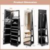 imageCHARMAID Jewelry Cabinet Armoire with Wheels 64quot H Full Length Mirror 3Color LED Lights Height Adjustable Shelves Lockable Standing Jewelry Organizer with Back Storage Shelves WhiteBlack