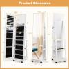 imageCHARMAID Jewelry Cabinet Armoire with Wheels 64quot H Full Length Mirror 3Color LED Lights Height Adjustable Shelves Lockable Standing Jewelry Organizer with Back Storage Shelves WhiteWhite