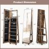 imageCHARMAID Jewelry Cabinet Armoire with Wheels 64quot H Full Length Mirror 3Color LED Lights Height Adjustable Shelves Lockable Standing Jewelry Organizer with Back Storage Shelves WhiteRustic Brown