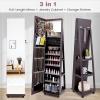 imageCHARMAID Jewelry Cabinet Armoire with Wheels 64quot H Full Length Mirror 3Color LED Lights Height Adjustable Shelves Lockable Standing Jewelry Organizer with Back Storage Shelves WhiteEspresso