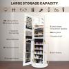 imageCHARMAID Jewelry Cabinet Armoire with Wheels 64quot H Full Length Mirror 3Color LED Lights Height Adjustable Shelves Lockable Standing Jewelry Organizer with Back Storage Shelves WhiteWhite