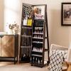 imageCHARMAID Jewelry Cabinet Armoire with Wheels 64quot H Full Length Mirror 3Color LED Lights Height Adjustable Shelves Lockable Standing Jewelry Organizer with Back Storage Shelves WhiteEspresso