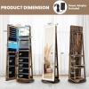 imageCHARMAID Jewelry Cabinet Armoire with Wheels 64quot H Full Length Mirror 3Color LED Lights Height Adjustable Shelves Lockable Standing Jewelry Organizer with Back Storage Shelves WhiteRustic Brown