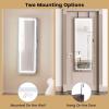 imageCHARMAID LED Mirror Jewelry Cabinet Lockable Jewelry Armoire with Adjustable Lighted Full Length Mirror 3 Lighting Sets Wall Mounted Door Hanging Jewelry Storage Organizer Grayish White 425HRustic Brown