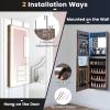 imageCHARMAID LED Mirror Jewelry Cabinet Lockable Jewelry Armoire with Adjustable Lighted Full Length Mirror 3 Lighting Sets Wall Mounted Door Hanging Jewelry Storage Organizer Grayish White 425HRustic Brown