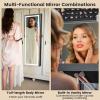 imageCHARMAID LED Mirror Jewelry Cabinet Lockable Jewelry Armoire with Adjustable Lighted Full Length Mirror 3 Lighting Sets Wall Mounted Door Hanging Jewelry Storage Organizer Grayish White 425HBlack