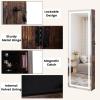 imageCHARMAID LED Mirror Jewelry Cabinet Lockable Jewelry Armoire with Adjustable Lighted Full Length Mirror 3 Lighting Sets Wall Mounted Door Hanging Jewelry Storage Organizer Grayish White 425HRustic Brown