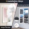 imageCHARMAID LED Mirror Jewelry Cabinet Lockable Jewelry Armoire with Adjustable Lighted Full Length Mirror 3 Lighting Sets Wall Mounted Door Hanging Jewelry Storage Organizer Grayish White 425HGrayish White