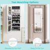 imageCHARMAID LED Mirror Jewelry Cabinet Lockable Jewelry Armoire with Adjustable Lighted Full Length Mirror 3 Lighting Sets Wall Mounted Door Hanging Jewelry Storage Organizer Grayish White 425HGrayish White