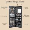 imageCHARMAID LED Mirror Jewelry Cabinet Lockable Jewelry Armoire with Adjustable Lighted Full Length Mirror 3 Lighting Sets Wall Mounted Door Hanging Jewelry Storage Organizer Grayish White 425HBlack