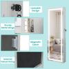 imageCHARMAID LED Mirror Jewelry Cabinet Lockable Jewelry Armoire with Adjustable Lighted Full Length Mirror 3 Lighting Sets Wall Mounted Door Hanging Jewelry Storage Organizer Grayish White 425HGrayish White