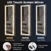 imageCHARMAID LED Mirror Jewelry Cabinet Lockable Jewelry Armoire with Adjustable Lighted Full Length Mirror 3 Lighting Sets Wall Mounted Door Hanging Jewelry Storage Organizer Grayish White 425HRustic Brown