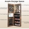 imageCHARMAID LED Mirror Jewelry Cabinet Lockable Jewelry Armoire with Adjustable Lighted Full Length Mirror 3 Lighting Sets Wall Mounted Door Hanging Jewelry Storage Organizer Grayish White 425HRustic Brown