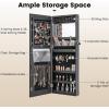 imageCHARMAID LED Mirror Jewelry Cabinet Lockable Jewelry Armoire with Adjustable Lighted Full Length Mirror 3 Lighting Sets Wall Mounted Door Hanging Jewelry Storage Organizer Grayish White 425HBlack