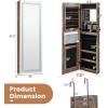 imageCHARMAID LED Mirror Jewelry Cabinet Lockable Jewelry Armoire with Adjustable Lighted Full Length Mirror 3 Lighting Sets Wall Mounted Door Hanging Jewelry Storage Organizer Grayish White 425HRustic Brown