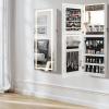 imageCHARMAID LED Mirror Jewelry Cabinet Lockable Jewelry Armoire with Adjustable Lighted Full Length Mirror 3 Lighting Sets Wall Mounted Door Hanging Jewelry Storage Organizer Grayish White 425HGrayish White