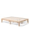 imageGiantex 14 Inch Queen Wood Platform Bed Frame Minimalist Style Mattress Foundation with Solid Rubber Wood Heavy Duty Slat Support Without Headboard Easy Assembly No Box Spring Needed WalnutNatural