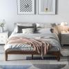 imageGiantex 14 Inch Queen Wood Platform Bed Frame Minimalist Style Mattress Foundation with Solid Rubber Wood Heavy Duty Slat Support Without Headboard Easy Assembly No Box Spring Needed WalnutWalnut