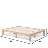 imageGiantex 14 Inch Queen Wood Platform Bed Frame Minimalist Style Mattress Foundation with Solid Rubber Wood Heavy Duty Slat Support Without Headboard Easy Assembly No Box Spring Needed WalnutNatural